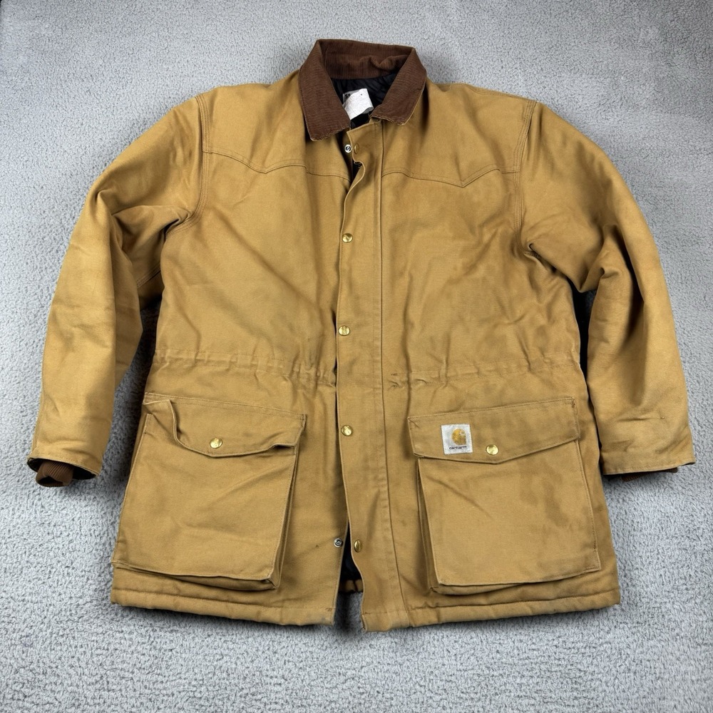 Vintage Carhartt Jacket Mens Medium Brown Chore Work Barn Coat Insulated C05BRN